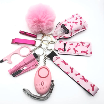 Kit porte-clés de sécurité femme 10 pièces avec dragonne
