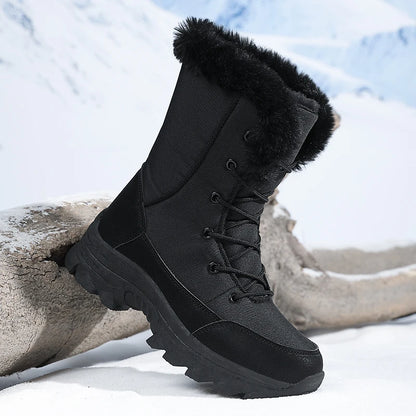 Bottes de neige femme noires à doublure pelucheuse