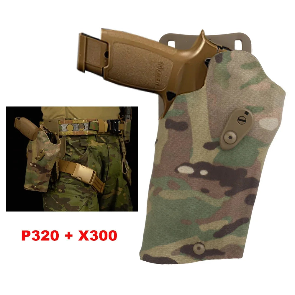 Holster Cuisse Tactique GB-79 SIG Sauer P320 + X300 – Système QLS, Sangle Cuisse, Droitier | Noir, Ranger Green, Coyote, Multicam - BLACKBEARD OUTDOOR INDUSTRIES