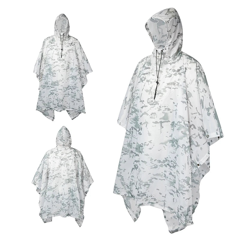 Poncho de Pluie Tactique Militaire - Imperméable, Polyvalent, avec Capuche Ajustable et Sac de Rangement BLACKBEARD OUTDOOR INDUSTRIES