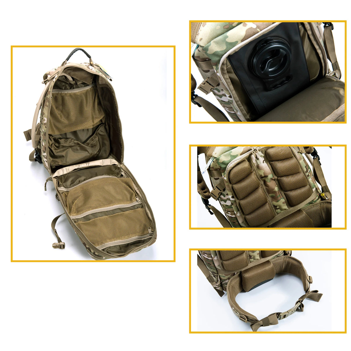 Sac à dos tactique MOLLE 40–50 L avec poche à eau 3 L