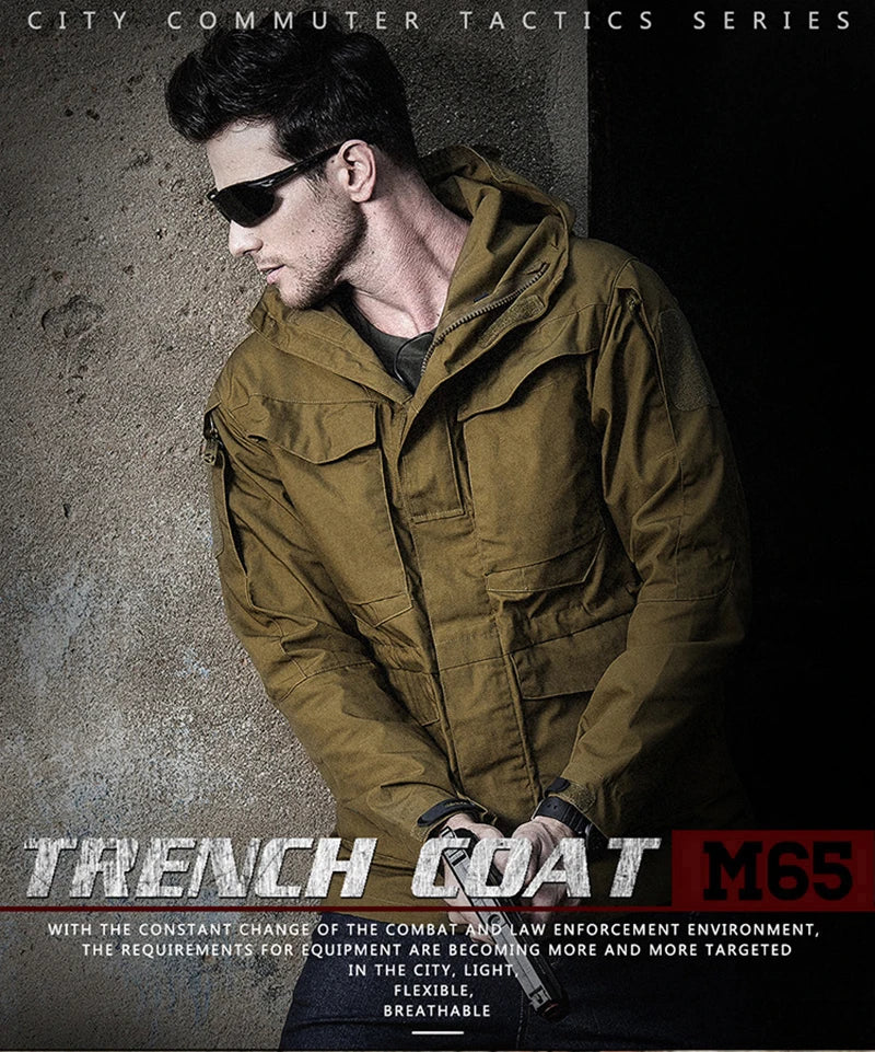 Veste M65 Militaire Homme | Coupe-Vent Tactique Étanche avec Capuche – Hiver/Automne - BLACKBEARD OUTDOOR INDUSTRIES
