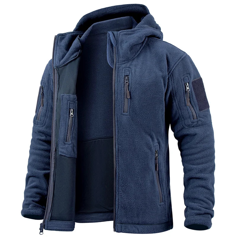 Veste Polaire Tactique Homme Hiver – Fermeture Complète, Capuche, Multi-Poches | Randonnée Chasse - BLACKBEARD OUTDOOR INDUSTRIES