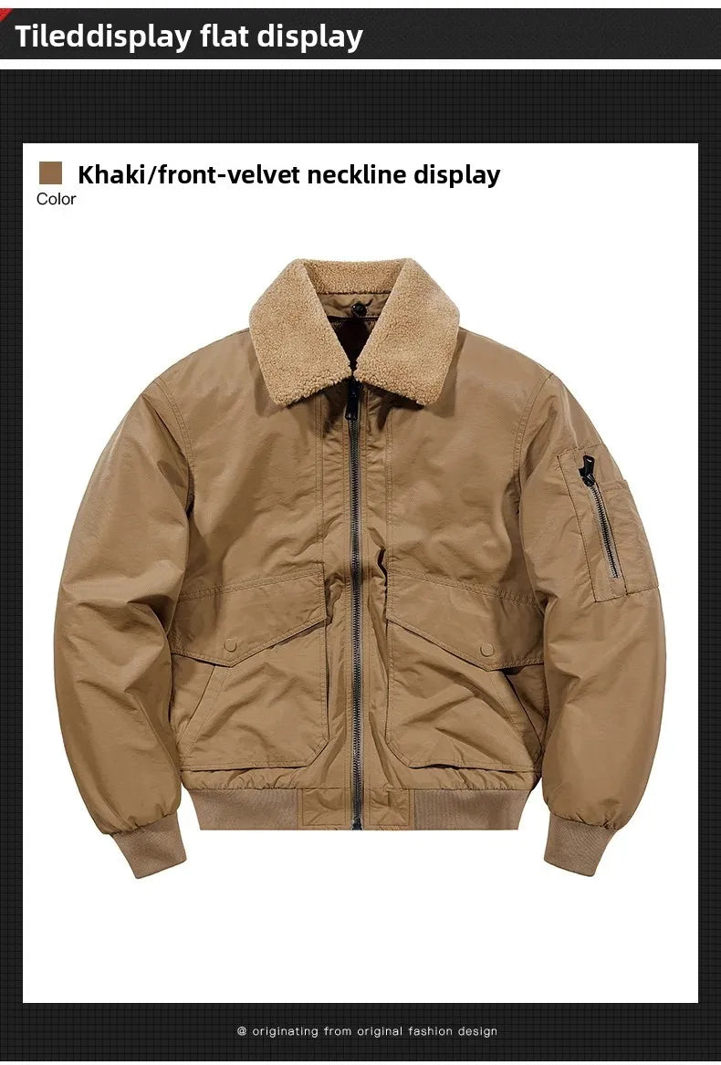 Men's Casual Thickened Cotton Jacket Removable Fur Collar Autumn Winter Warm Stand Collar Looseness Style Chinese Origin BLACKBEARD OUTDOOR INDUSTRIES