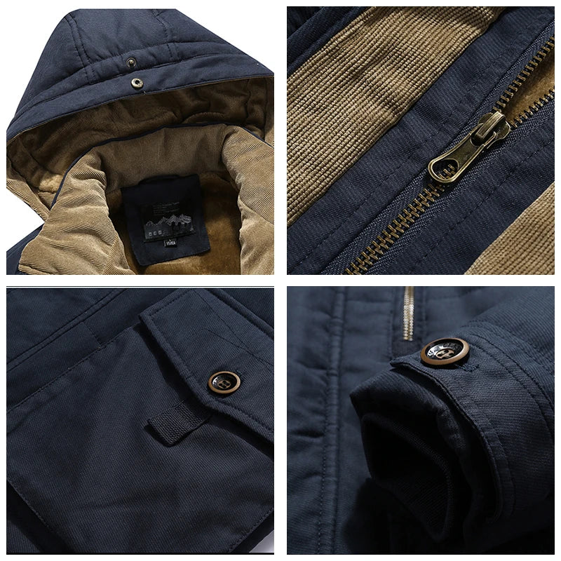 Parka Homme Hiver Coupe-Vent à Capuche Amovible – Polaire Chaude Grande Taille S-6XL - BLACKBEARD OUTDOOR INDUSTRIES