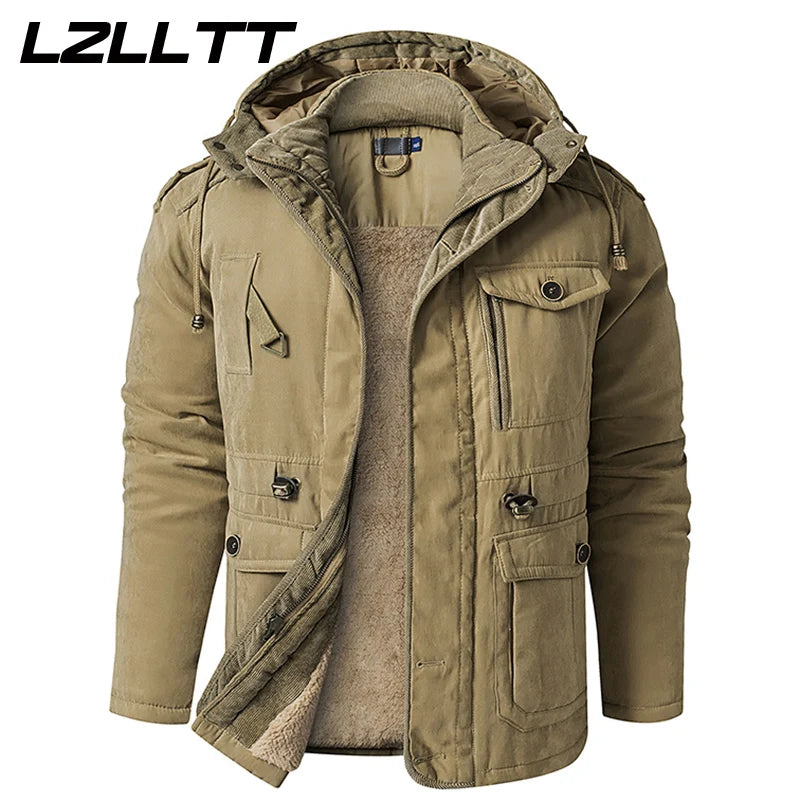 Parka Homme Hiver Chaude – LZLLTT Avec Capuche Amovible | Doublure Polaire | Multipoches | -30°C à +5°C - BLACKBEARD OUTDOOR INDUSTRIES