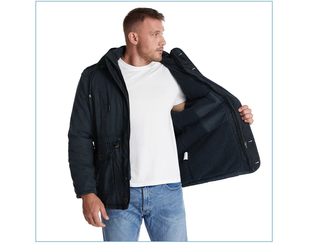 Veste d’Hiver Chaude Homme – DIMUSI Veste Tactique Épaissie | Polaire Doublée | Multi-poches | Coupe-Vent | Capuche | Mode & Outdoor - BLACKBEARD OUTDOOR INDUSTRIES