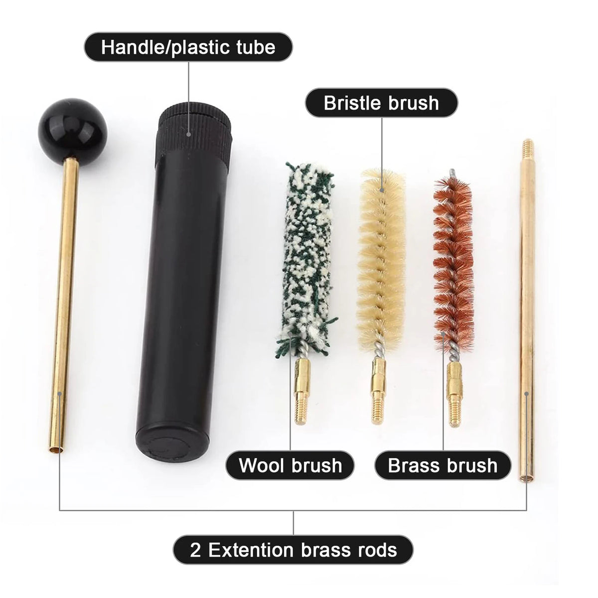 Kit de nettoyage pour canon, 5 pièces – brosses et écouvillon