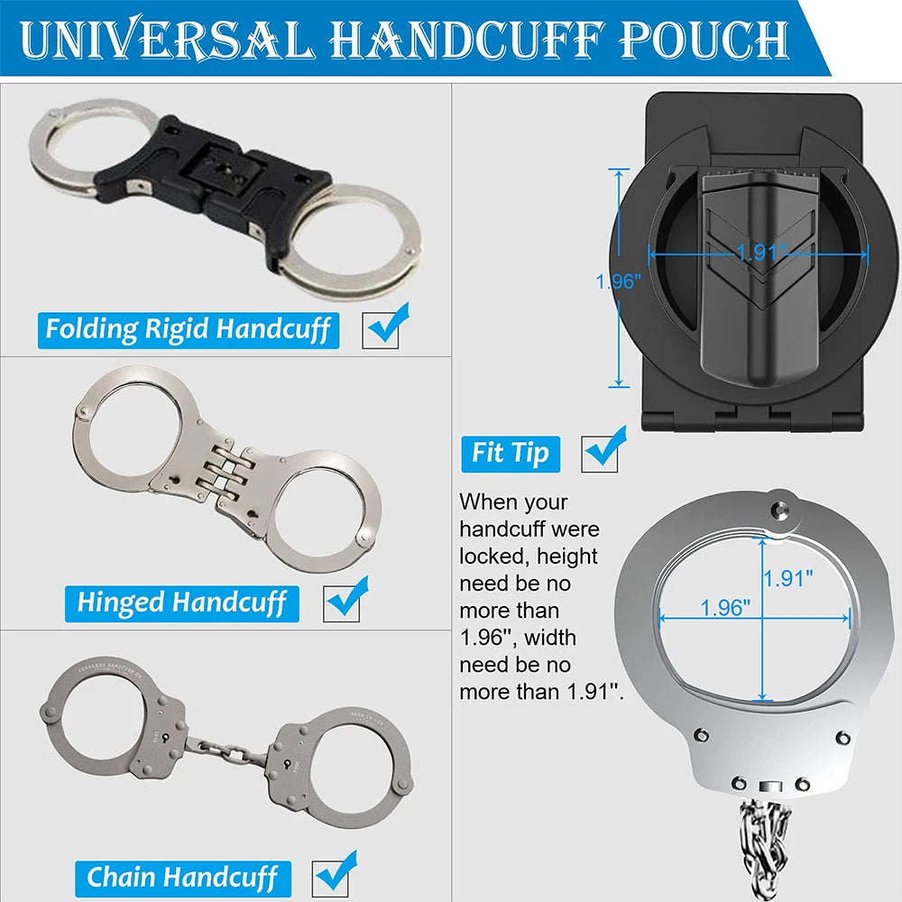 Étui Universel pour Menottes avec Ouverture Supérieure – Verrouillage Sécurisé et Clip Réglable à 60° pour Ceinture de 2 pouces - BLACKBEARD OUTDOOR INDUSTRIES