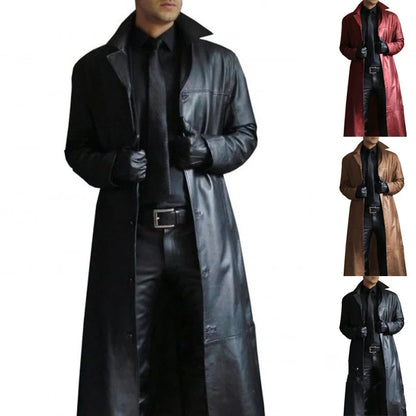 Trench long homme en simili cuir