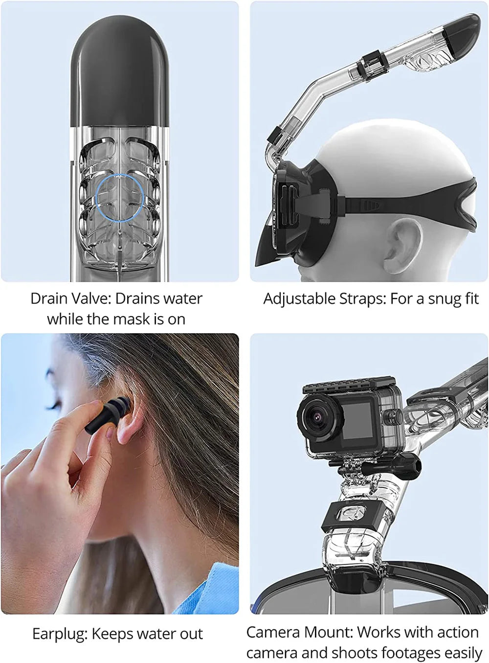 Masque de Plongée Demi-Visage avec Tuba pour Enfants et Adultes – Anti-Buée, Étanche, Respirabilité Sécurisée - BLACKBEARD OUTDOOR INDUSTRIES