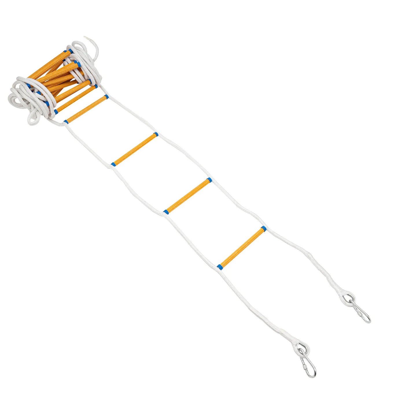 Échelle de Secours Incendie Corde Polyester 6 m ou 10 m – 200 kg, Harnais Inclus, 3 Crochets
