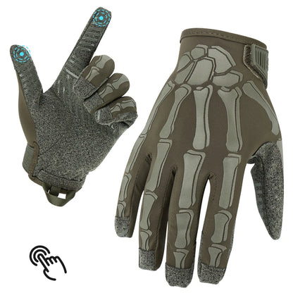 Gants Tactiques Squelette – Doigts Complets, Respirants & Compatibles Tactile – Moto, Airsoft