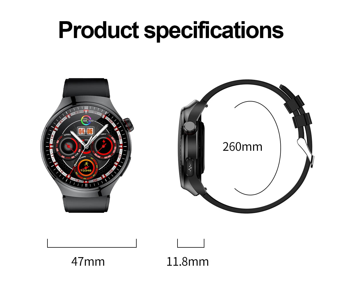 Montre Connectée Médicale GUHUAVMI TK26 – ECG+PPG – Uric Acid, Température, Lipides, Appels Bluetooth – Écran AMOLED 1.43” – Étanche IP68 - BLACKBEARD OUTDOOR INDUSTRIES