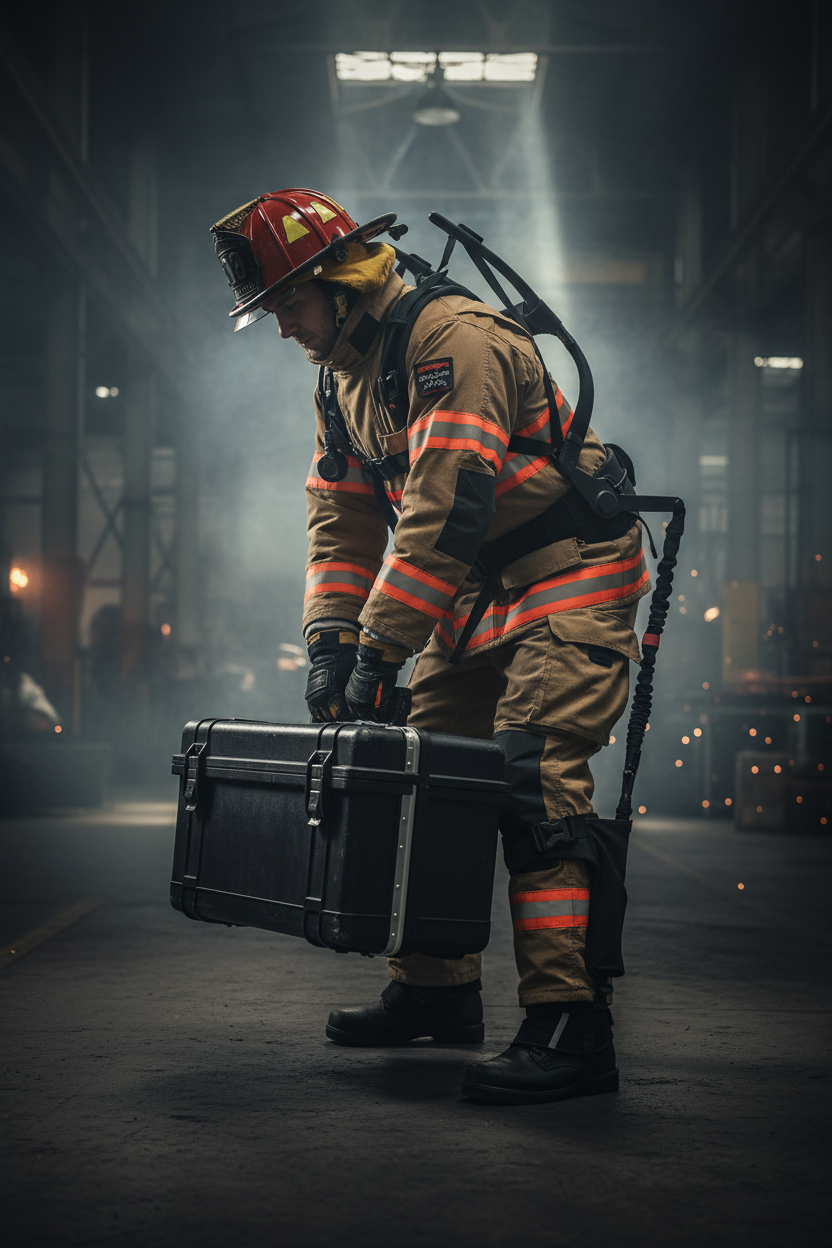 Exosquelette Passif Lombaire & Épaules — Assistance 25 kgf — Militaire, Pompiers, Police, Industriel & Sauvetage - BLACKBEARD OUTDOOR INDUSTRIES