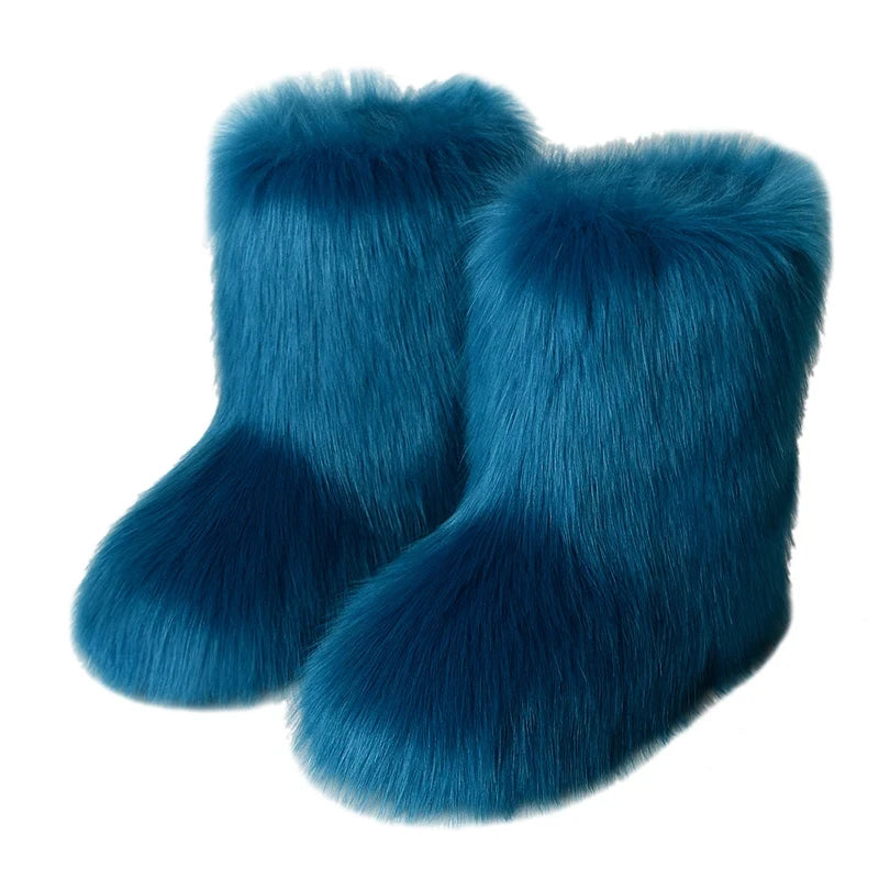 Bottes d’hiver femme fourrées en fausse fourrure