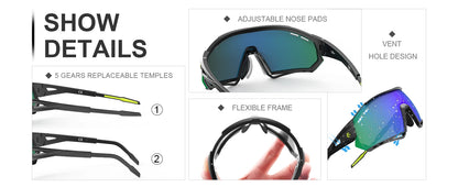 X-TIGER Lunettes de Cyclisme 5 Verres – UV400, Polarisées – Pour Vélo, Running, Pêche & Sports Extérieurs - BLACKBEARD OUTDOOR INDUSTRIES