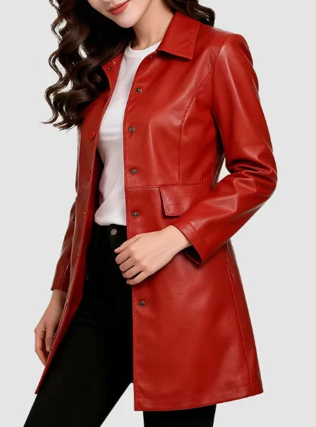 Veste femme en simili cuir PU à col revers
