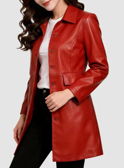 Veste femme en simili cuir PU à col revers