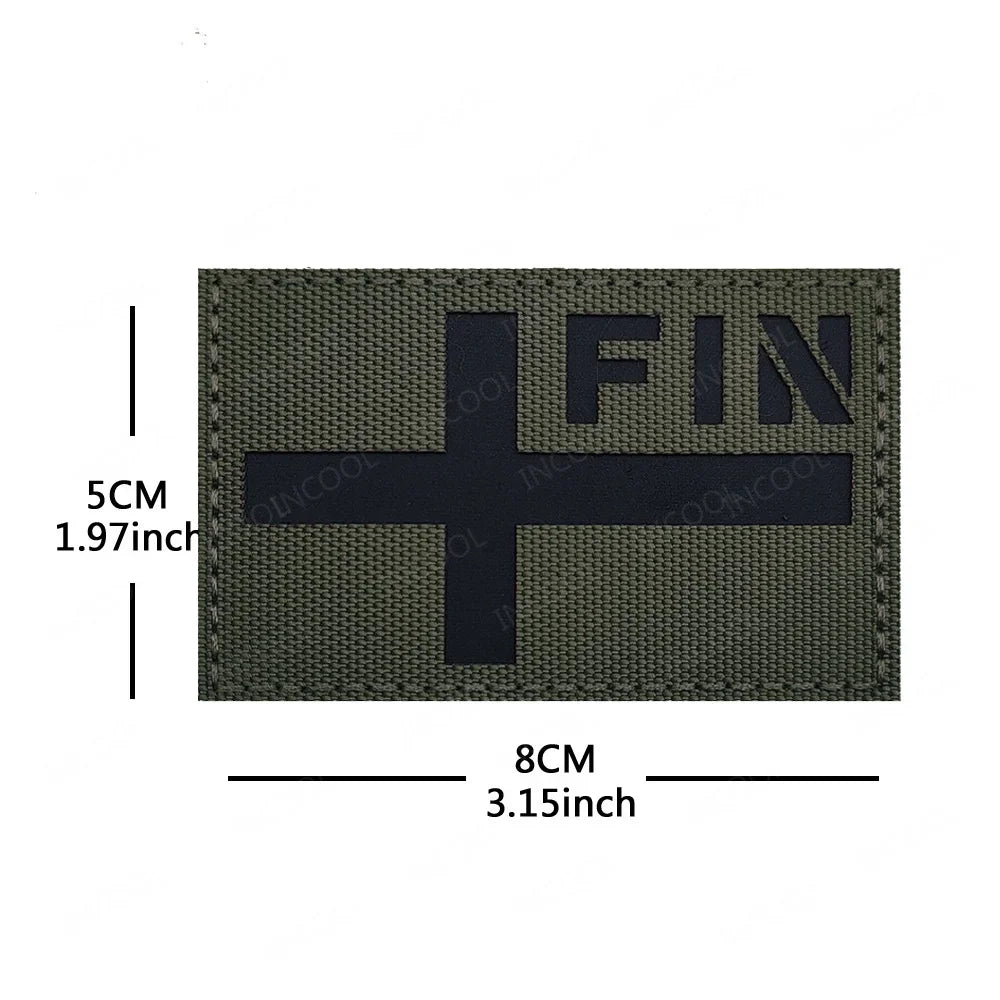 Patch Drapeau Réfléchissant Tactique – Badge Militaire Velcro, 29 Pays, 8x5 cm