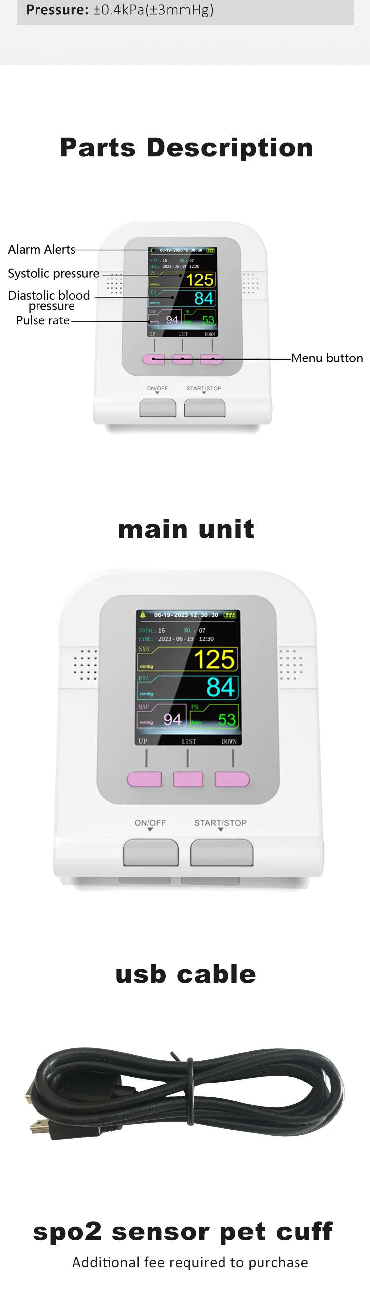 CONTEC08A Moniteur de Tension Artérielle Électronique pour Animaux (Vétérinaire) Ma boutique