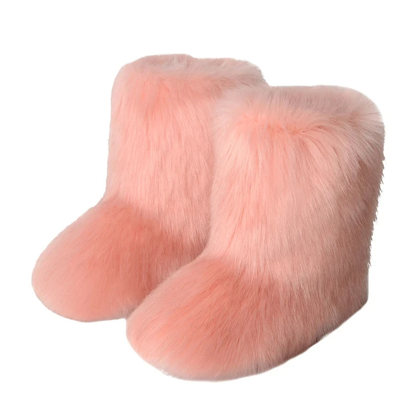 Bottes d’hiver femme fourrées en fausse fourrure
