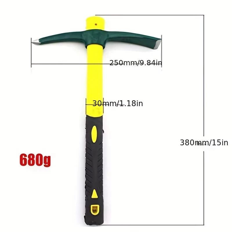 Pioche de randonnée multifonction en acier – Légère et compacte, houe creuse de jardin avec manche en bois - BLACKBEARD OUTDOOR INDUSTRIES