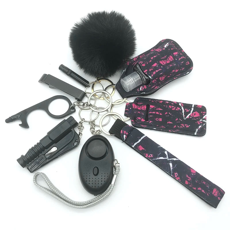 Kit porte-clés de sécurité femme 10 pièces avec dragonne