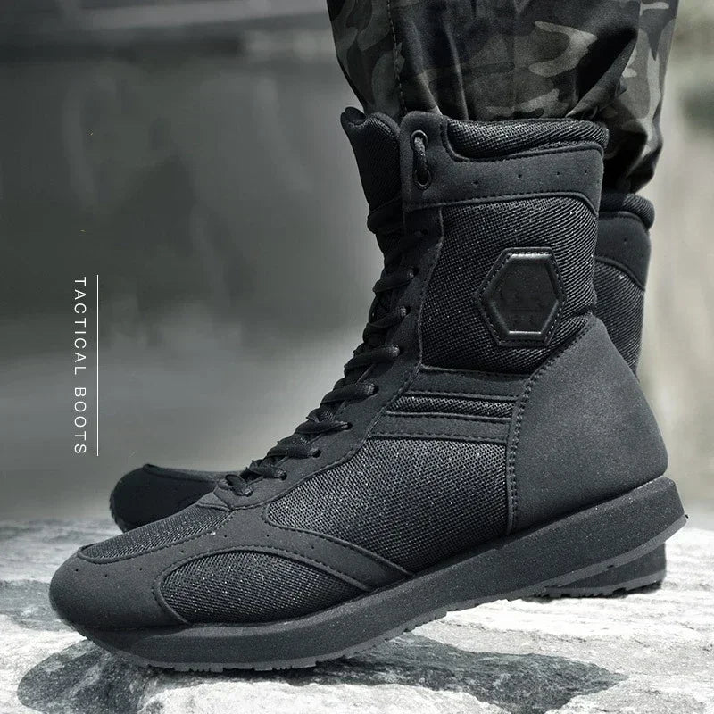 Bottes tactiques montantes noires respirantes