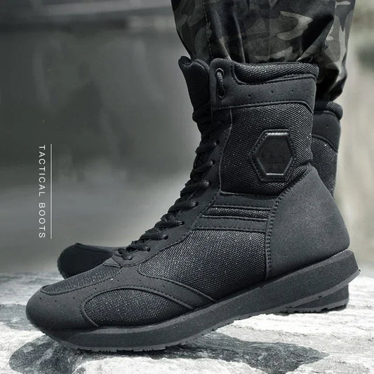 Bottes tactiques montantes noires respirantes