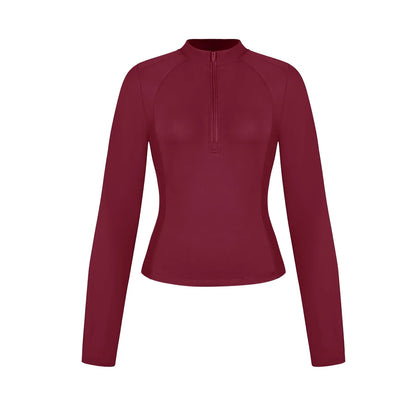 Chemise Randonnée Femme Manches Longues – Demi-Zip Poches Pouces Camping Outdoor