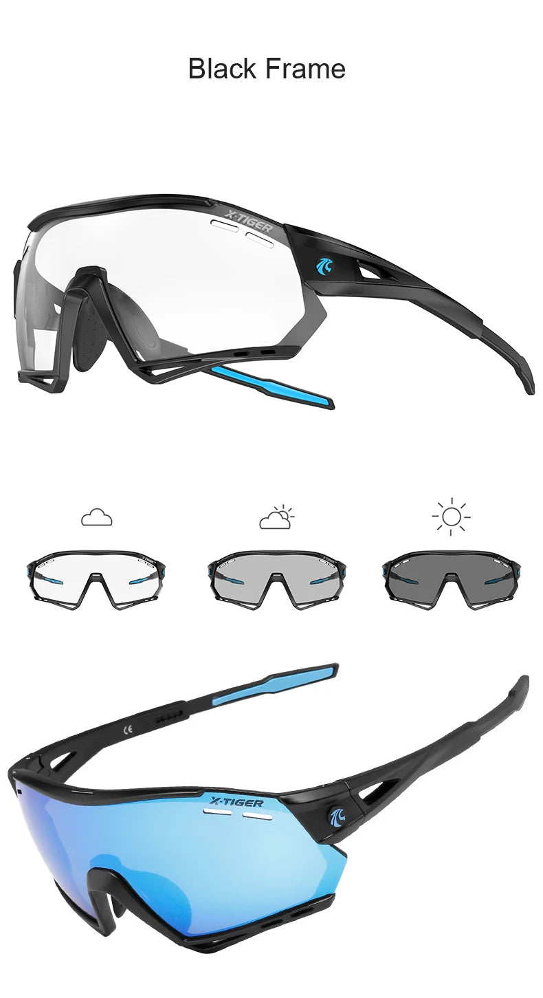 X-TIGER Lunettes de Cyclisme 5 Verres – UV400, Polarisées – Pour Vélo, Running, Pêche & Sports Extérieurs - BLACKBEARD OUTDOOR INDUSTRIES