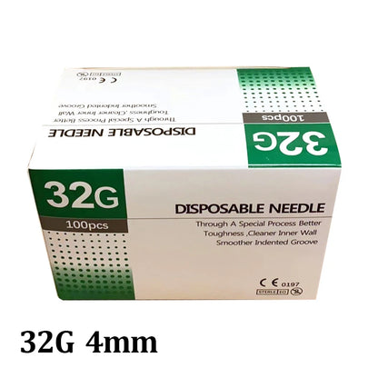 Aiguilles Ultra-fines Indolores 100 pcs – 25G à 34G, 1,5 à 25 mm – Seringue Transparente Embout Capuchon – Beauté & Médical