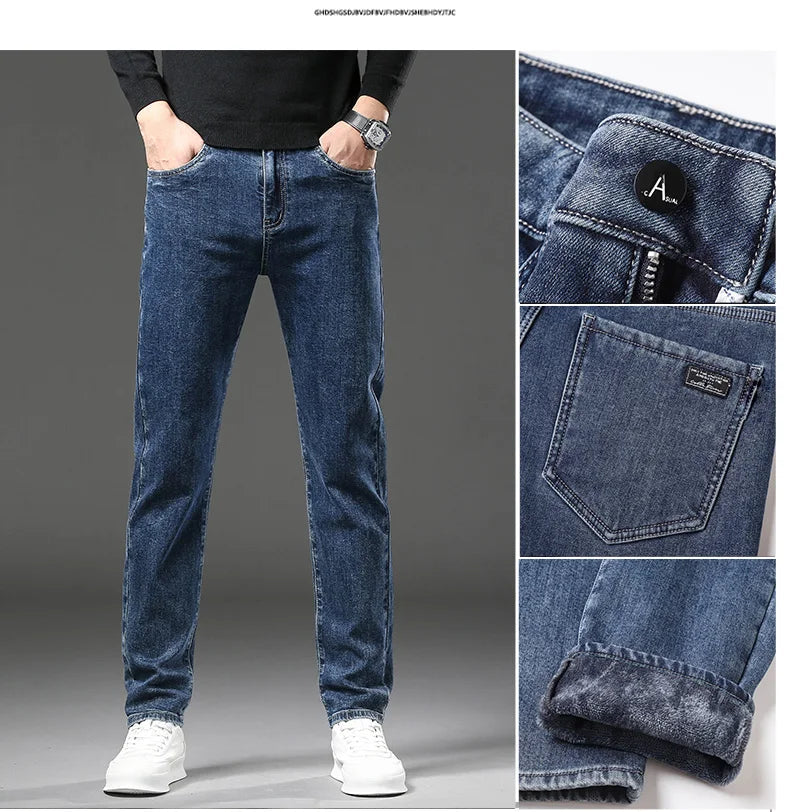 Jeans d'Hiver pour Homme - Coupe Slim Droite, Élastiques, Fleece Intérieur Chaud BLACKBEARD OUTDOOR INDUSTRIES
