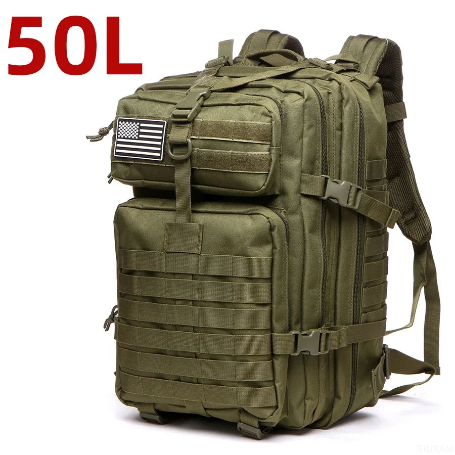 Sac à Dos Tactique MOLLE 25L/50L – Nylon Imperméable, Compatible Laptop | Randonnée, Chasse, Camping