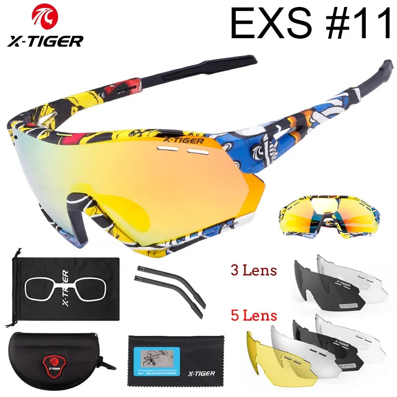 X-TIGER Lunettes de Cyclisme 5 Verres – UV400, Polarisées – Pour Vélo, Running, Pêche & Sports Extérieurs - BLACKBEARD OUTDOOR INDUSTRIES