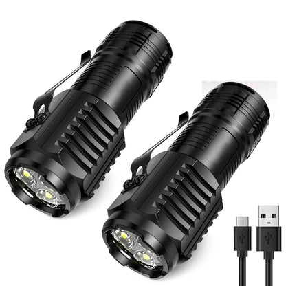 Mini Lampe Torche LED – 3 LEDs Triple Puce, 5 Modes, Rechargeable USB-C, Étanche EDC