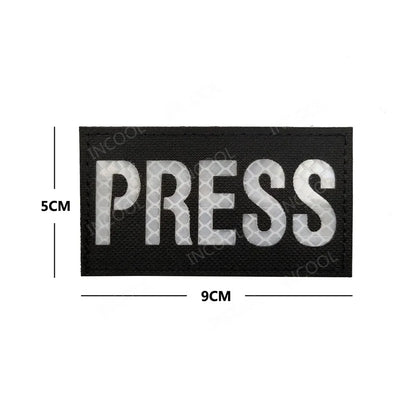Patch Brassard Brodé PRESS MEDIA INSTRUCTOR – Réfléchissant & Lumineux | Velcro