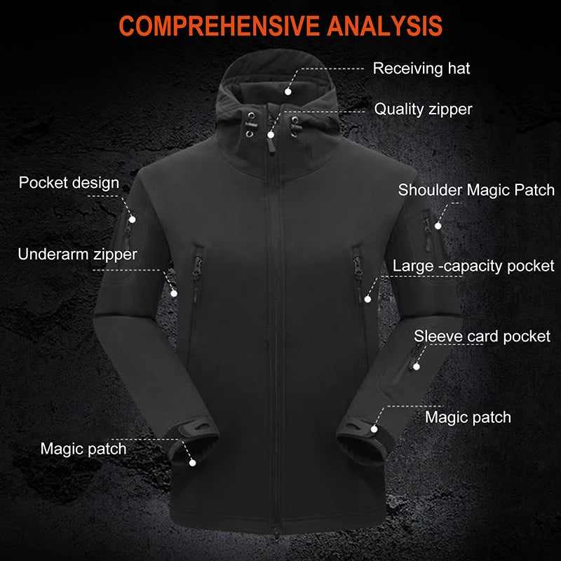 Veste tactique softshell femme à capuche, doublée polaire, camouflage ou unie
