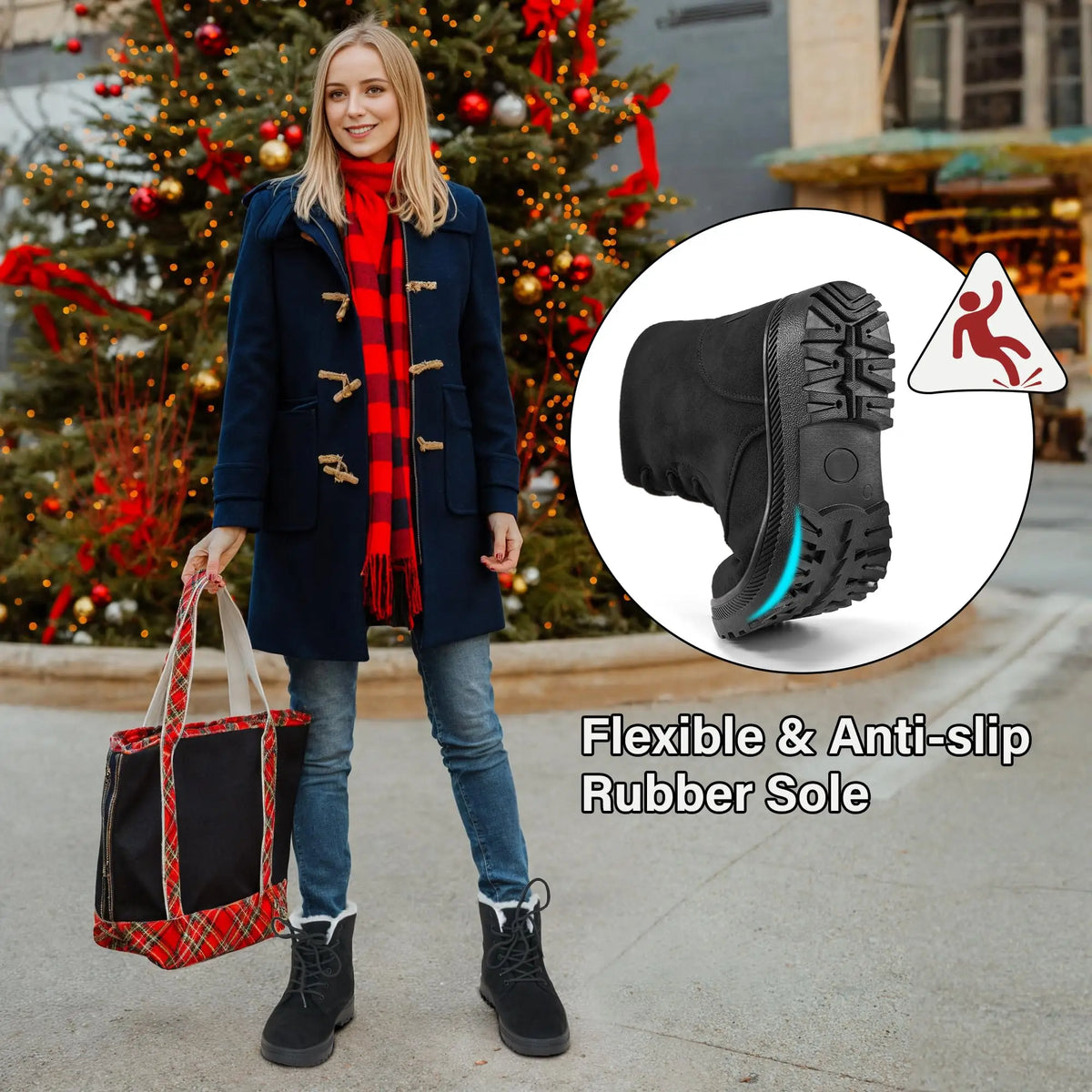 Bottines d’hiver fourrées femme à lacets