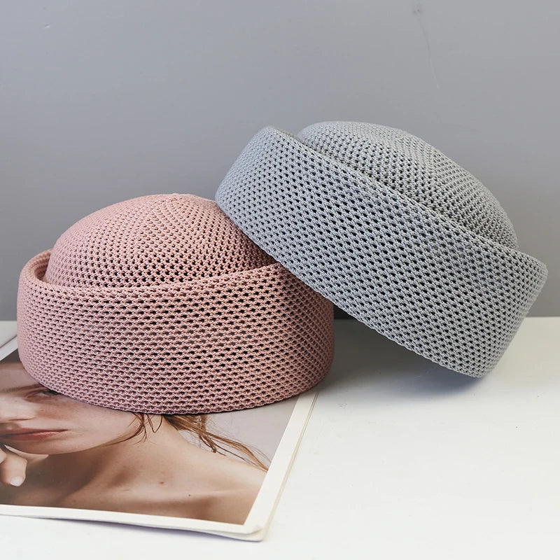 Béret femme été en maille ajourée