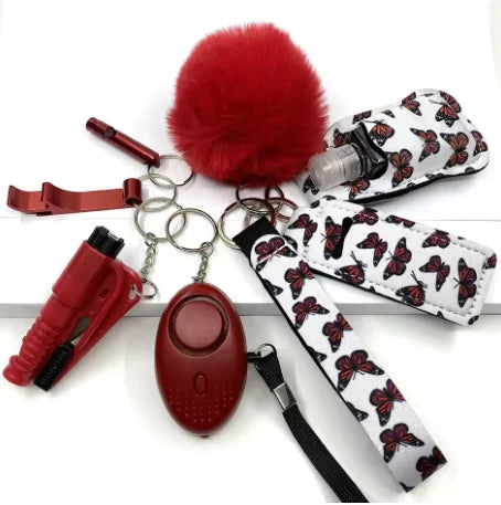 Kit Porte-Clés Défense Personnelle Femme – Alarme Sonore, Bouteille de Voyage, 20 Coloris