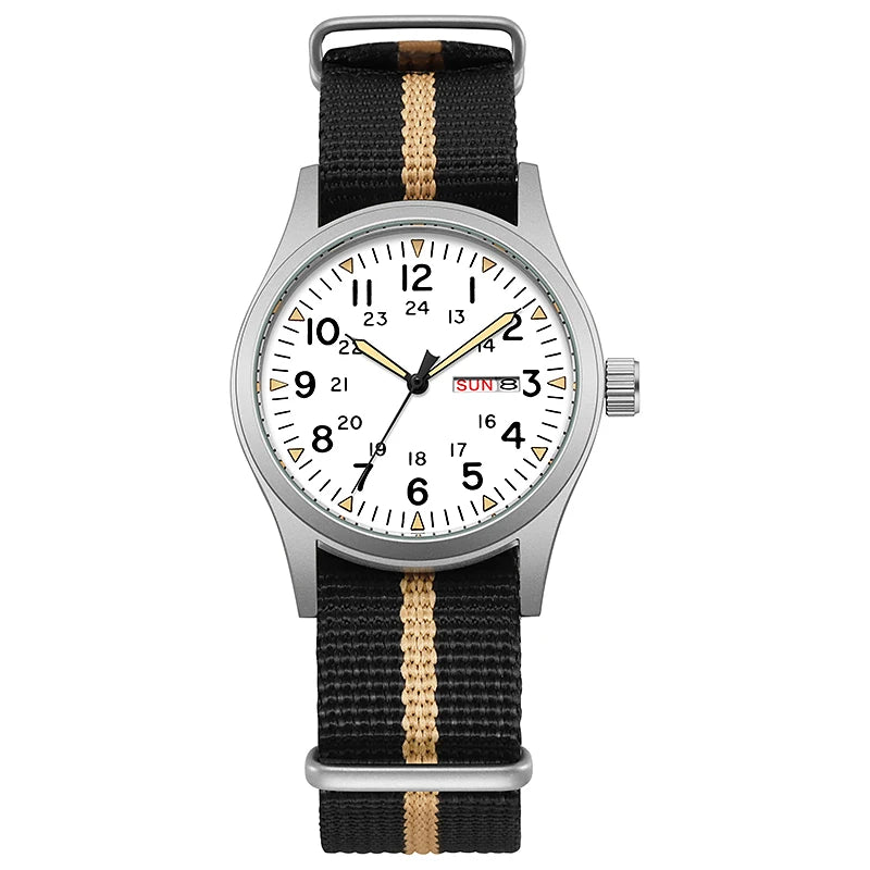 Montre de terrain K7105 – 38 mm, bracelet nylon et aiguilles lumineuses