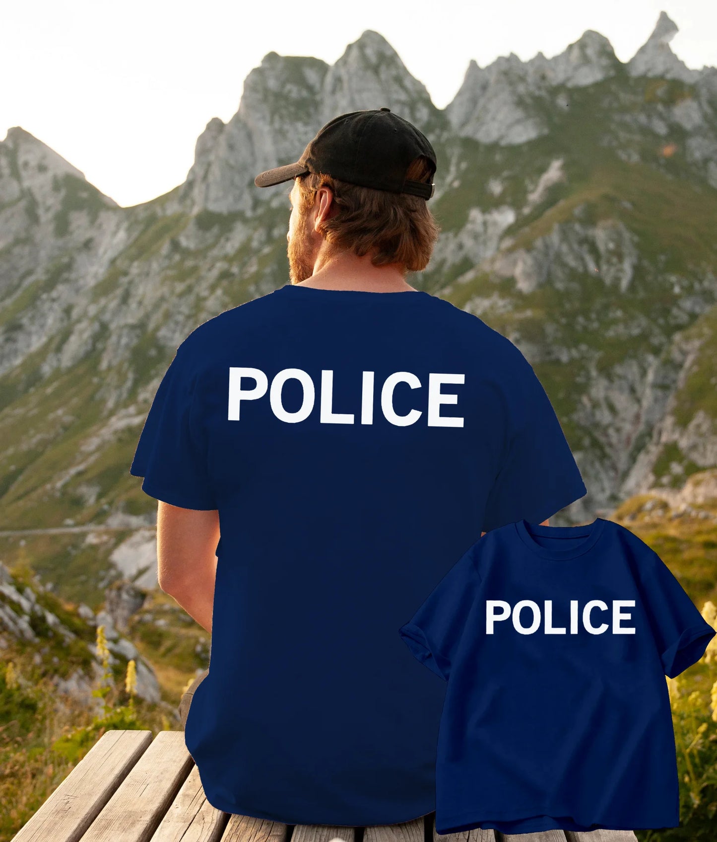 T-Shirt Police Homme Manches Courtes – Col Rond Imprimé Tactique