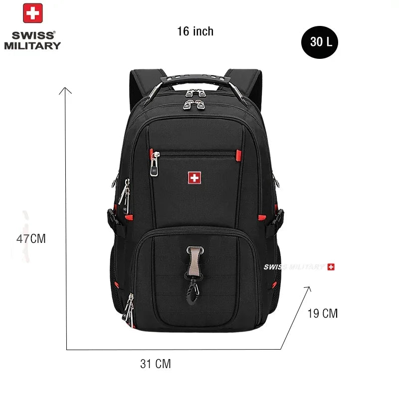 Sac à Dos SWISS 17" pour Ordinateur Portable - Imperméable, avec Port de Charge USB, Multifonction, Style Swiss - Sac de Voyage, de Randonnée et Scolaire - BLACKBEARD OUTDOOR INDUSTRIES