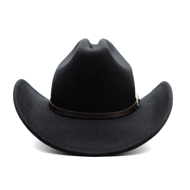 Chapeau Vintage Western Cowboy Unisexe – Style Gentleman & Cowgirl, Large Bord en Cuir – Jazz Cloche Sombrero Élégant pour Homme & Femme - BLACKBEARD OUTDOOR INDUSTRIES