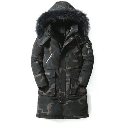 Parka homme en duvet de canard à capuche amovible