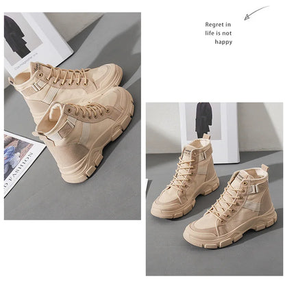 Bottines Femme en Toile – Style Désert & Moto – Hautes, Plates et Tendance – UXST - BLACKBEARD OUTDOOR INDUSTRIES