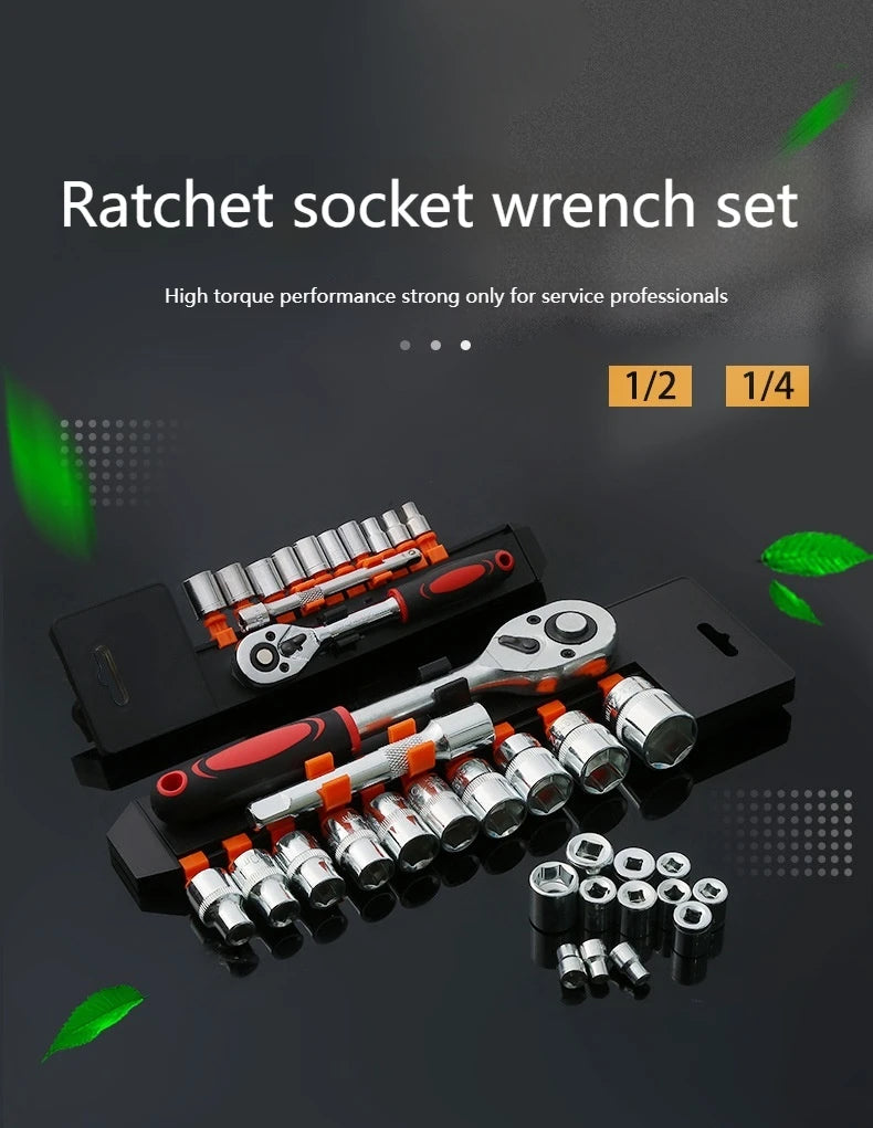 Jeu de 12 Douilles à Cliquet 1/4" – Acier Cr-V Haute Résistance - BLACKBEARD OUTDOOR INDUSTRIES