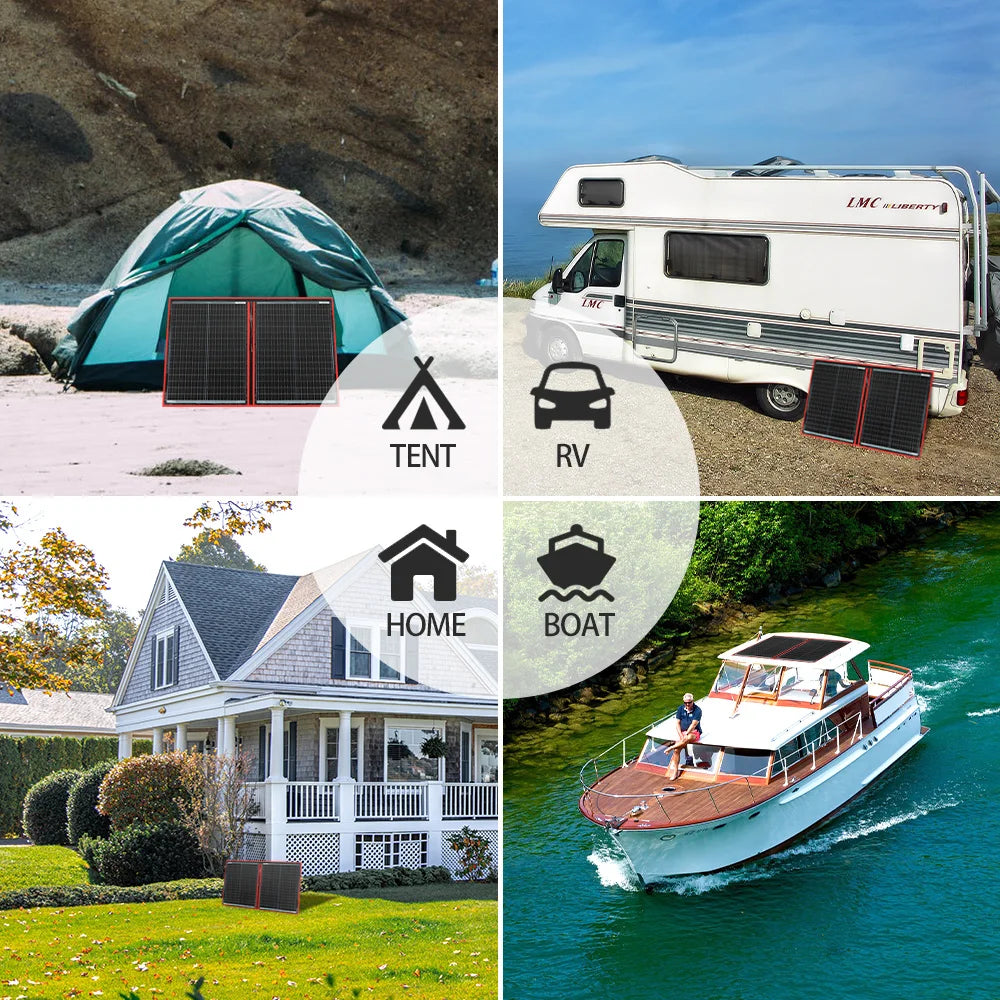 Dokio 100W Panneau Solaire Flexible et Pliant 18V avec Kit Contrôleur 12V – Idéal pour Camping, Voyage et VR - BLACKBEARD OUTDOOR INDUSTRIES